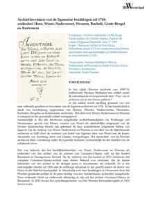 Archiefinventaris van de Egmontse bezittingen uit 1718; onderdeel Horn, Weert, Nederweert, Wessem, Bocholt, Grote-Brogel en Kortessem.