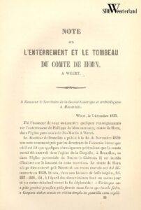 ‘Note sur l’enterrement et le tombeau du comte de Horn et Weert’.