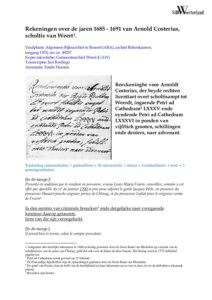 Rekeningen over de jaren 1685-1691 van Arnold Costerius, scholtis van Weert.