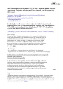 Drie rekeningen over de jaren 1714-1717 van Catharina Smits, weduwe van Arnold Costerius, scholtis van Weert, lopende van 22 februari tot 22 februari.