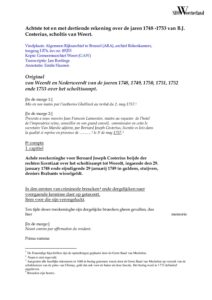 Achtste tot en met dertiende rekening over de jaren 1748-1753 van B.J. Costerius, scholtis van Weert.