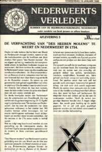 ‘De verpachting van der heeren molens te Weert en Nederweert in 1754’.