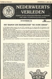 ‘Het wapen van waterschap “De Oude Graaf”’.