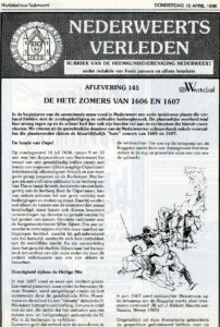 ‘De hete zomers van 1606 en 1607’.
