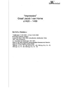 ‘Graaf Jacob I van Horne’.