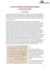 ‘De post in Weert in Nederlands Limburg van 1670 tot 1852’.